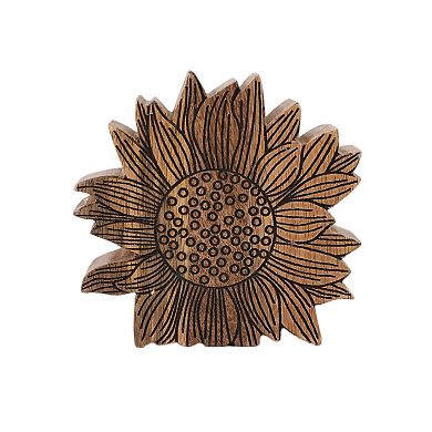 Everyday Decor Mango Wood Sunflower Table Decor