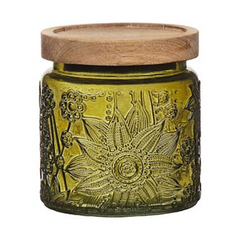 Everyday Decor Debossed Glass Short Storage Container