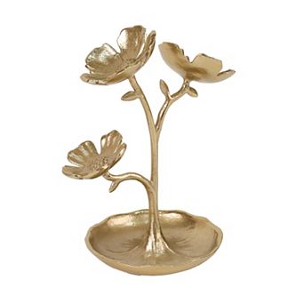Everyday Decor Brass Floral Trinket Dish Table Decor