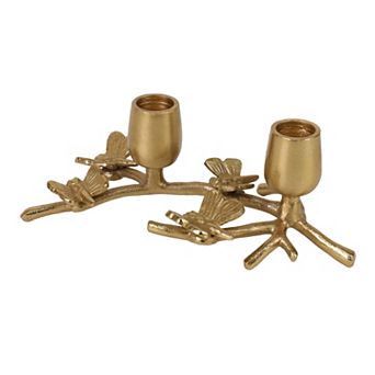 Everyday Decor Gold Tone Branch Two Taper Candle Holder Table Decor