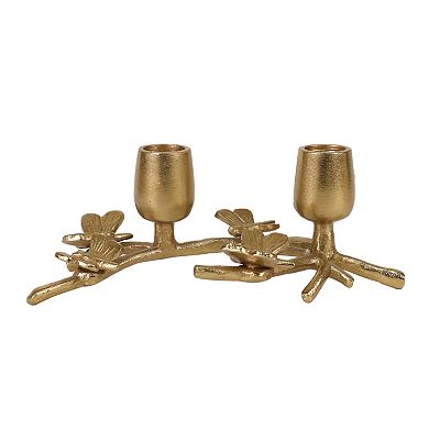Everyday Decor Gold Tone Branch Two Taper Candle Holder Table Decor