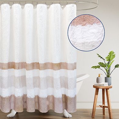Awesome Home Crinkle Striped Shower Curtain