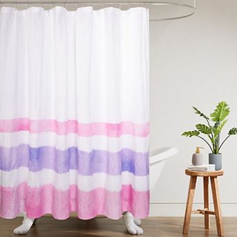 Awesome Home Pink Purple Crinkle Striped Shower Curtain