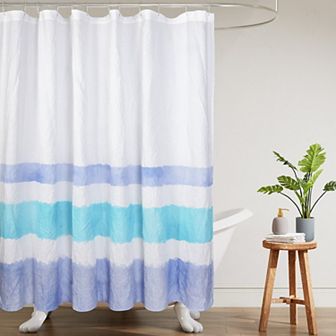 Awesome Home Blue Crinkle Striped Shower Curtain
