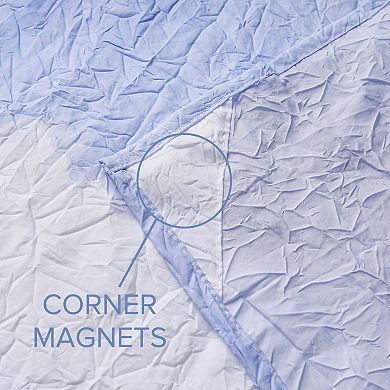 Awesome Home Blue Crinkle Striped Shower Curtain