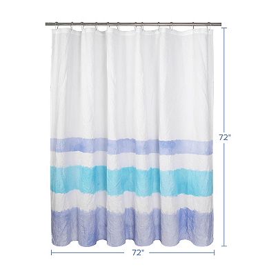 Awesome Home Blue Crinkle Striped Shower Curtain