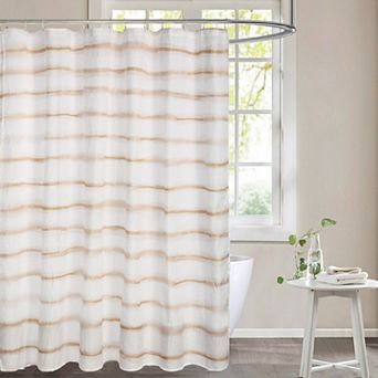 Awesome Home Tan Wavy Striped Shower Curtain