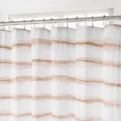 Awesome Home Tan Wavy Striped Shower Curtain