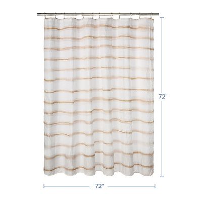 Awesome Home Tan Wavy Striped Shower Curtain