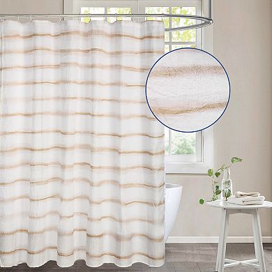Awesome Home Tan Wavy Striped Shower Curtain