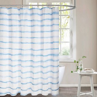 Awesome Home Blue Wavy Striped Shower Curtain