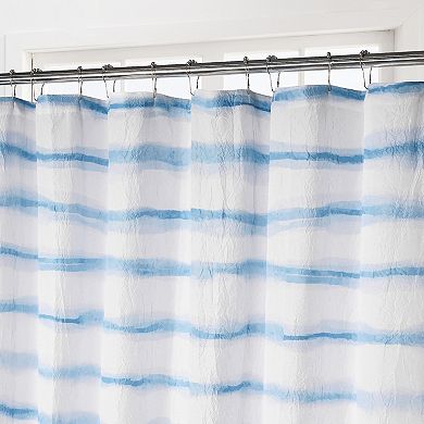 Awesome Home Blue Wavy Striped Shower Curtain