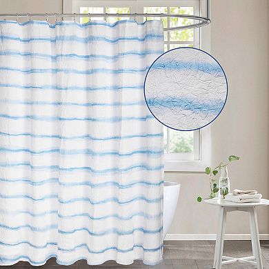 Awesome Home Blue Wavy Striped Shower Curtain
