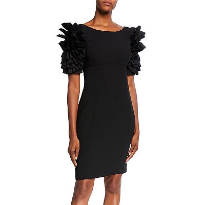 shani cocktail dresses Focus By Shani Women's Rosette-Sleeve Crepe Minidress - Black