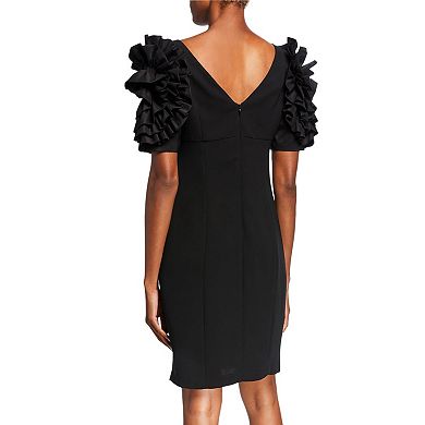 Women's Focus By Shani Dramatic Rosette Crepe Sheath Dress