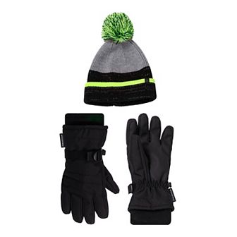 Boys ZeroXposur Coldfront 2 pc Winter Gloves & Reflective Cuffed Beanie Set