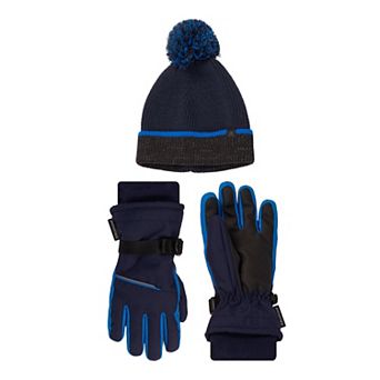 Boys ZeroXposur Coldfront 2 pc Winter Gloves & Reflective Cuffed Beanie Set