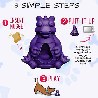 Dragon Puff & Play Dog Toy Interactive Nuggets Treat Dispenser - Light To Heavy Moderate Chewers
