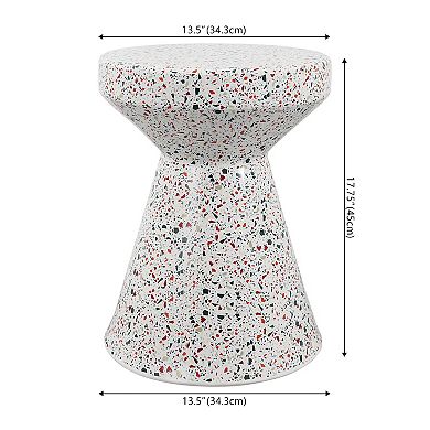 Xenia Modern Bohemian Terrazzo Indoor/Outdoor Drum Accent Table