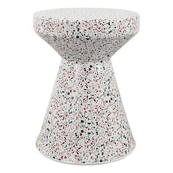 Xenia Modern Bohemian Terrazzo Indoor/Outdoor Drum Accent Table