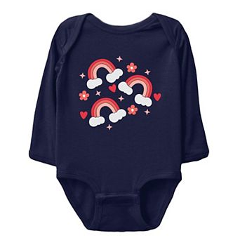 Valentine Rainbow Baby Long Sleeve Bodysuit