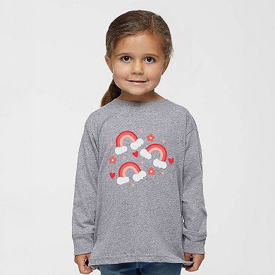 Valentine Rainbow Toddler Long Sleeve Graphic Tee
