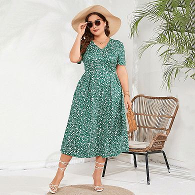 Plus Size Maxi Dress Womens Summer Casual Boho Floral Empire Waist Flowy Dresses For Curvy Women