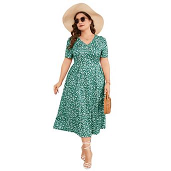 Plus Size Maxi Dress Womens Summer Casual Boho Floral Empire Waist Flowy Dresses For Curvy Women