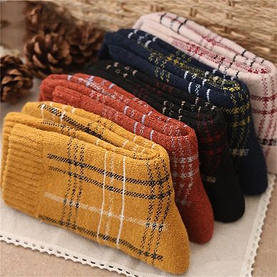 Women's 5-Pack Assorted Patterned Thick Knit Socks with Plaid and Holiday Prints