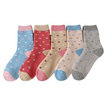Women's 5-Pack Assorted Patterned Thick Knit Socks with Plaid and Holiday Prints
