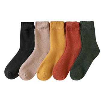 Women's 5-Pack Assorted Patterned Thick Knit Socks with Plaid and Holiday Prints