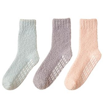 Women's 3-Pack Anti-Slip Fuzzy Grip Socks for Cozy Indoor Comfort