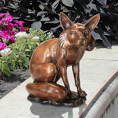 The Observant Sitting Fox Cast Bronze Garden Statue