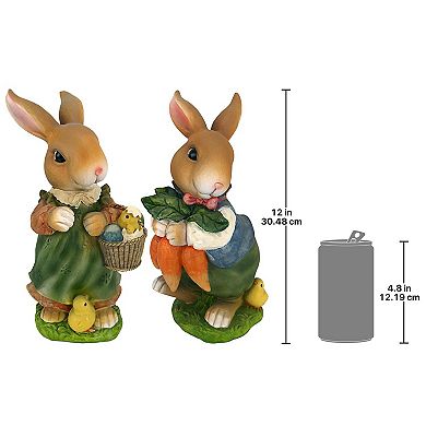 Bunny Hop Lane Mother and Father Rabbit Statues: Set of Two