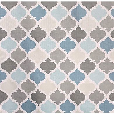 Kate Aurora Spa Essential Blue Geometric Fabric Shower Curtain