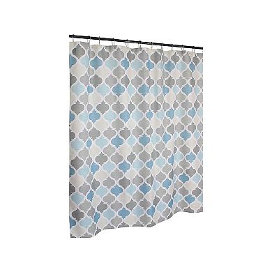 Kate Aurora Spa Essential Blue Geometric Fabric Shower Curtain