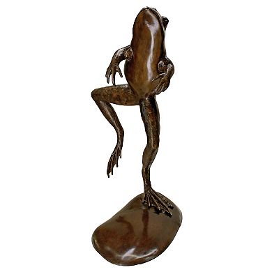 Giant Leaping, Spitting Frog Cast Bronze Garden Statue