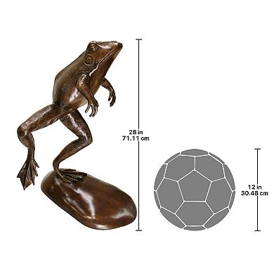Giant Leaping, Spitting Frog Cast Bronze Garden Statue