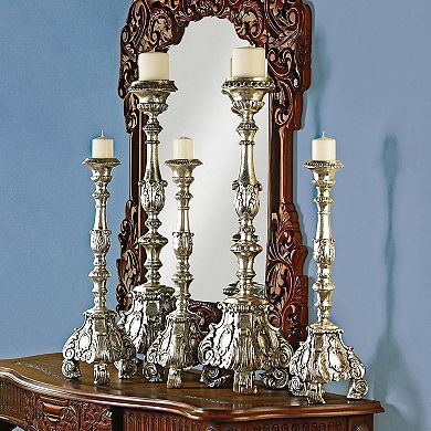 European Scroll-Footed Candlesticks: Medium Set of Two