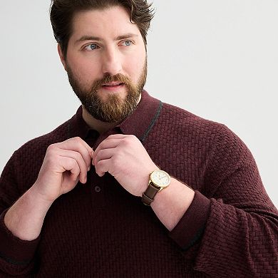 Big & Tall Apt. 9® Long Sleeve Texture Sweater Polo