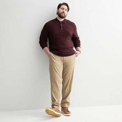 Big & Tall Apt. 9® Long Sleeve Texture Sweater Polo
