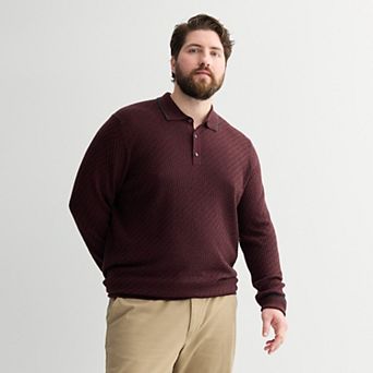 Big & Tall Apt. 9® Long Sleeve Texture Sweater Polo