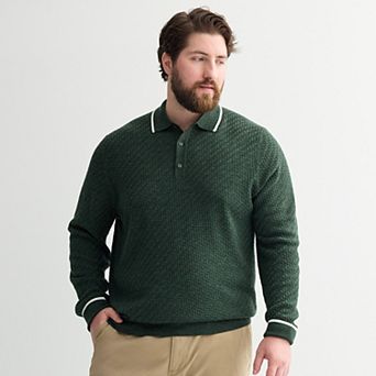 Big & Tall Apt. 9® Long Sleeve Texture Sweater Polo
