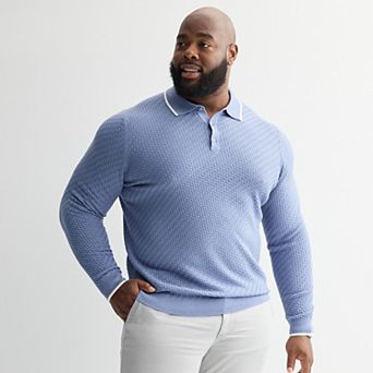 Big & Tall Apt. 9® Long Sleeve Texture Sweater Polo