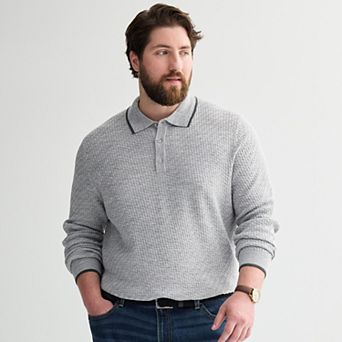 Big & Tall Apt. 9® Long Sleeve Texture Sweater Polo