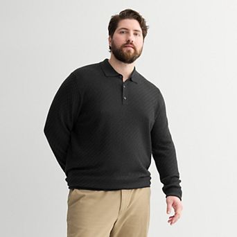 Big & Tall Apt. 9® Long Sleeve Texture Sweater Polo
