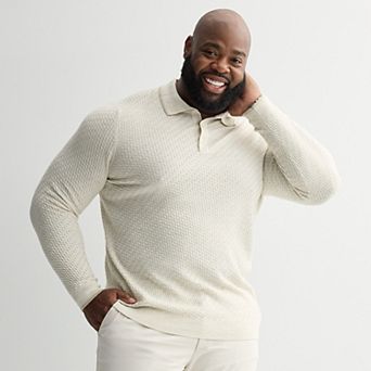 Big & Tall Apt. 9® Long Sleeve Texture Sweater Polo