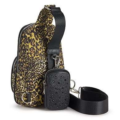 madden girl Nylon Sling Bag with Zip Closure & Multiple Compartments