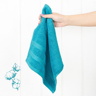 American Soft Linen Luxury Soft 4-Piece Two-Stripe Turkish Cotton Washcloth Set