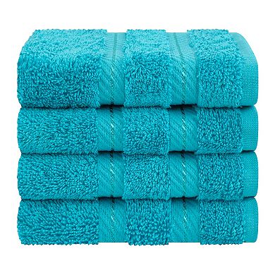 American Soft Linen Luxury Soft 4-Piece Two-Stripe Turkish Cotton Washcloth Set